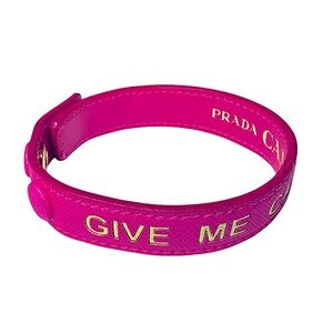 PRADA “Give Me Candy” Collection Snap Close Bracelet Bangle Wrap Hot Pink Gold